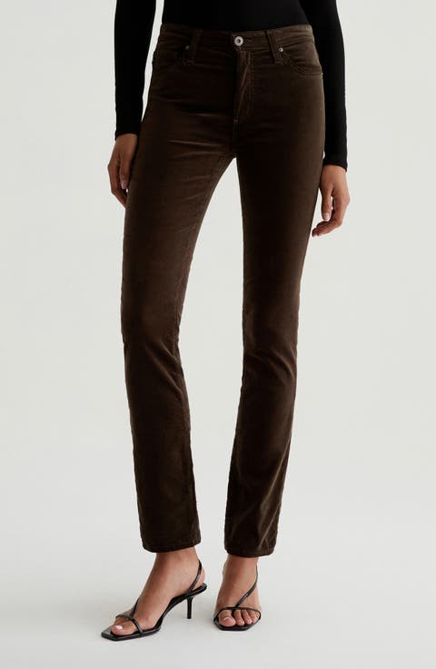 Mari Mid Rise Corduroy Straight Leg Jeans