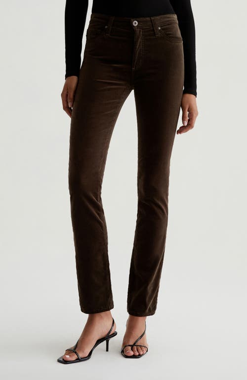 AG Mari Mid Rise Corduroy Straight Leg Jeans in Rich Umber 