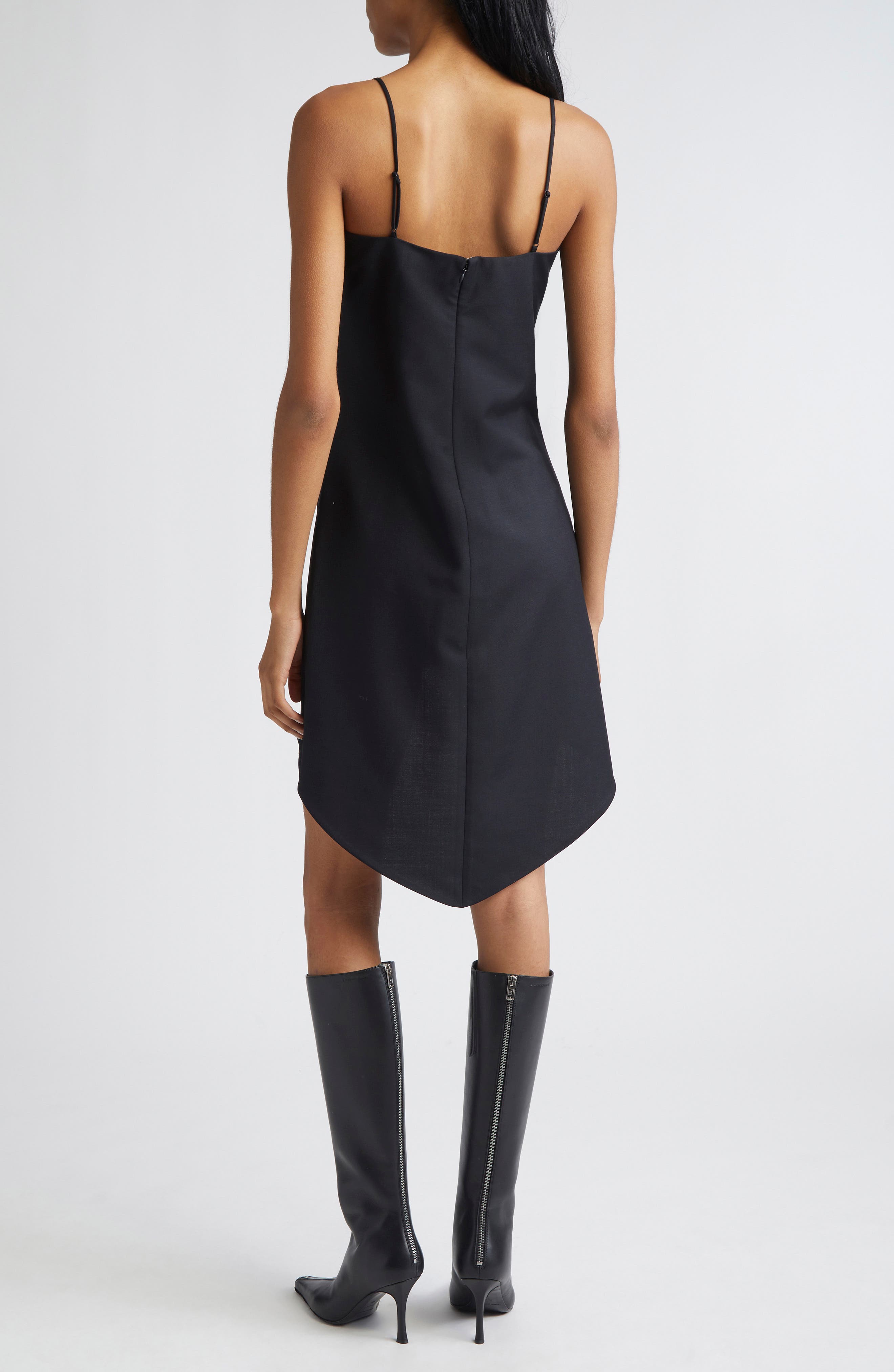 Tucked Hem Wool & Mohair Asymmetric Minidress - image 2