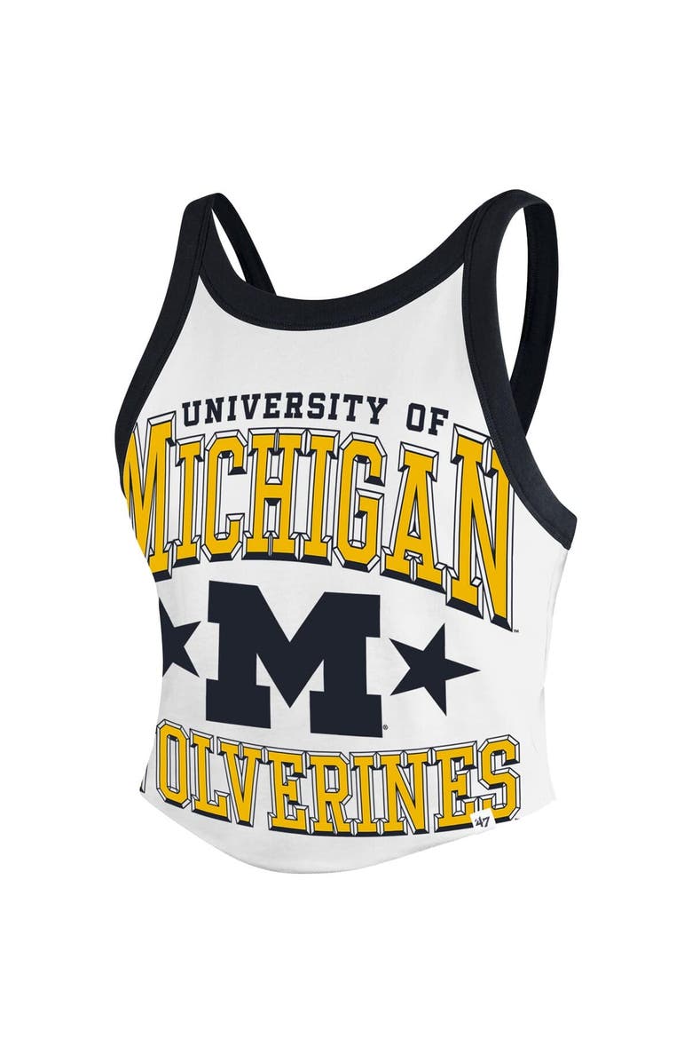 '47 Women's '47 White Michigan Wolverines Energize Sporty Cropped Racerback Tank Top, Alternate, color, White
