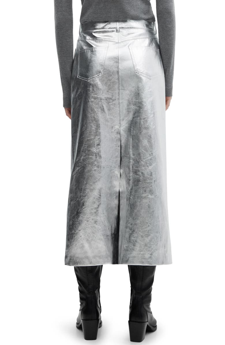 MANGO Metallic Faux Leather Midi Skirt, Alternate, color, 