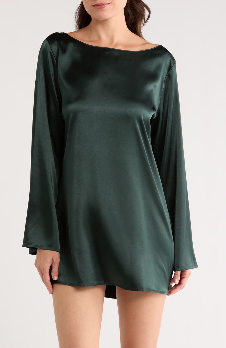KILO BRAVA Cowl Back Long Sleeve Minidress, Main, color, Forest Green