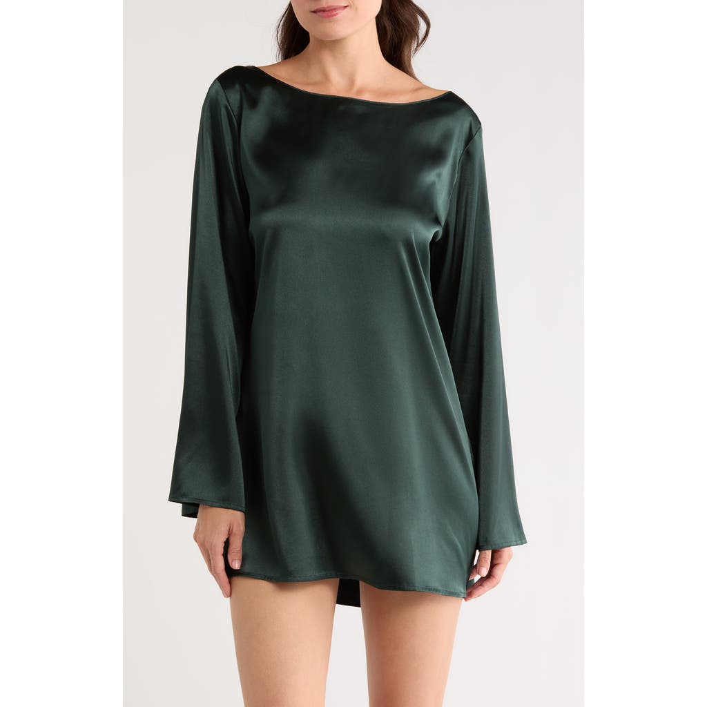 Kilo Brava Cowl Back Long Sleeve Minidress In Green