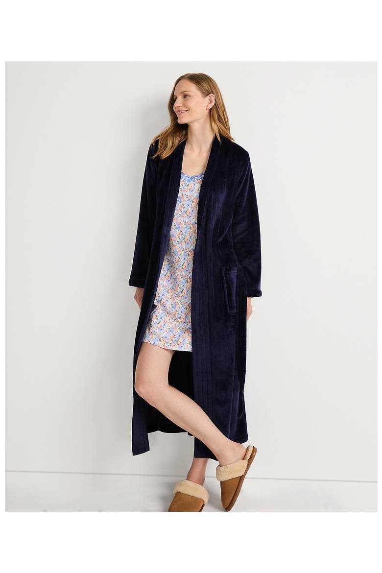 Cozy Plush Long Wrap Robe, Alternate, color, Deep Sea Navy