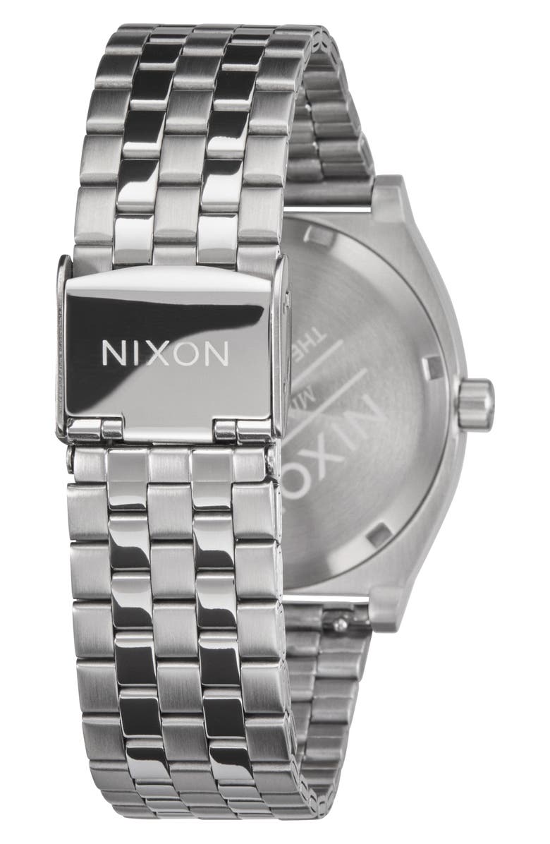 Nixon Time Teller Bracelet Watch, 37mm, Alternate, color, Silver / Byron Blue