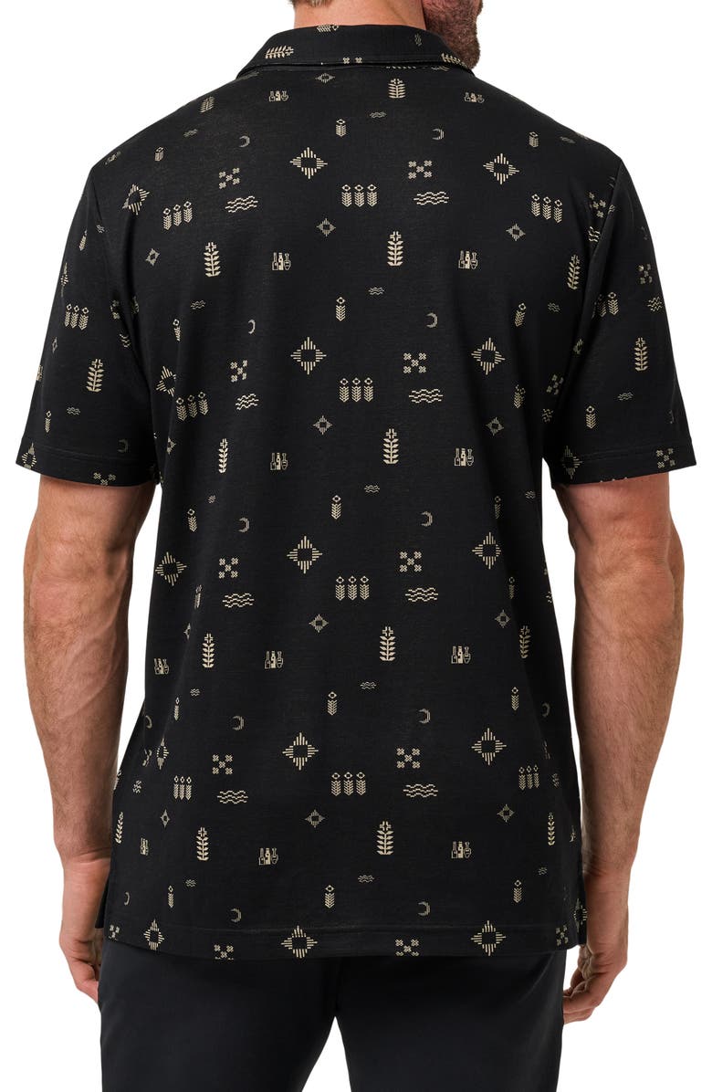 TravisMathew Weather Patterns Print Cotton Blend Polo, Alternate, color, Black