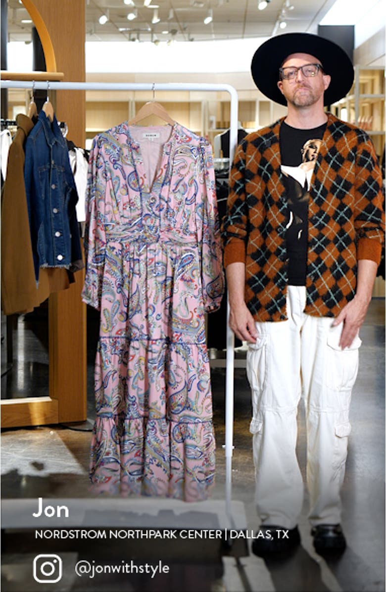 Pippa Paisley Long Sleeve Satin Maxi Dress, sales video thumbnail