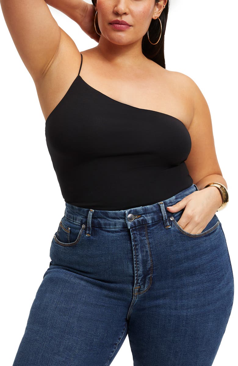 Good American 90s Good Touch One-Shoulder Bodysuit, Alternate, color, 