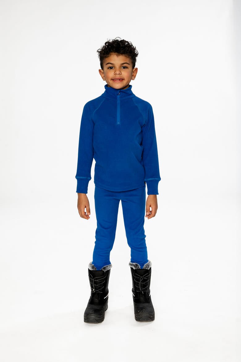 Boy Two Piece Brushed Half-Zip Top & Pants Thermal Underwear, Alternate, color, Royal Blue
