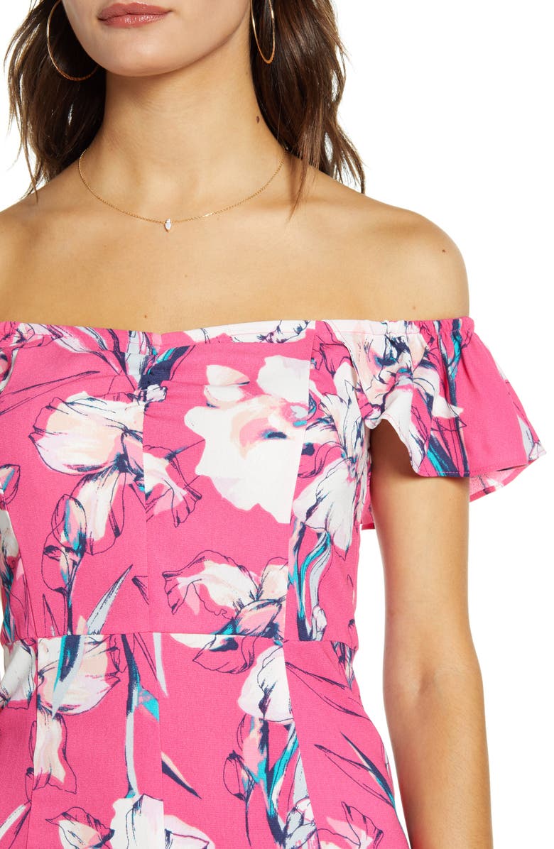 Leith Floral Flounce Detail Dress, Alternate, color, 