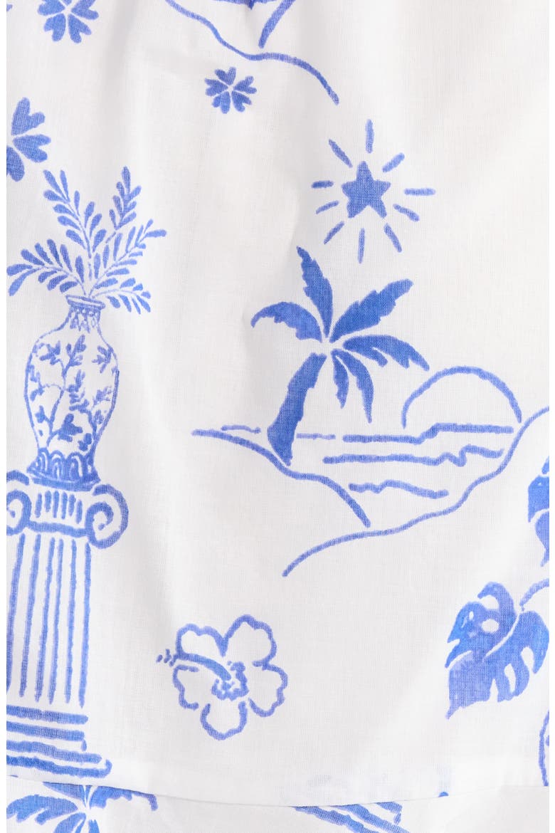 Alvina Tropical Print Cutout Detail Cotton Minidress, Alternate, color, BLUE-WHITE