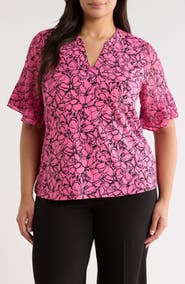 AK ANNE KLEIN Flutter Sleeve Top