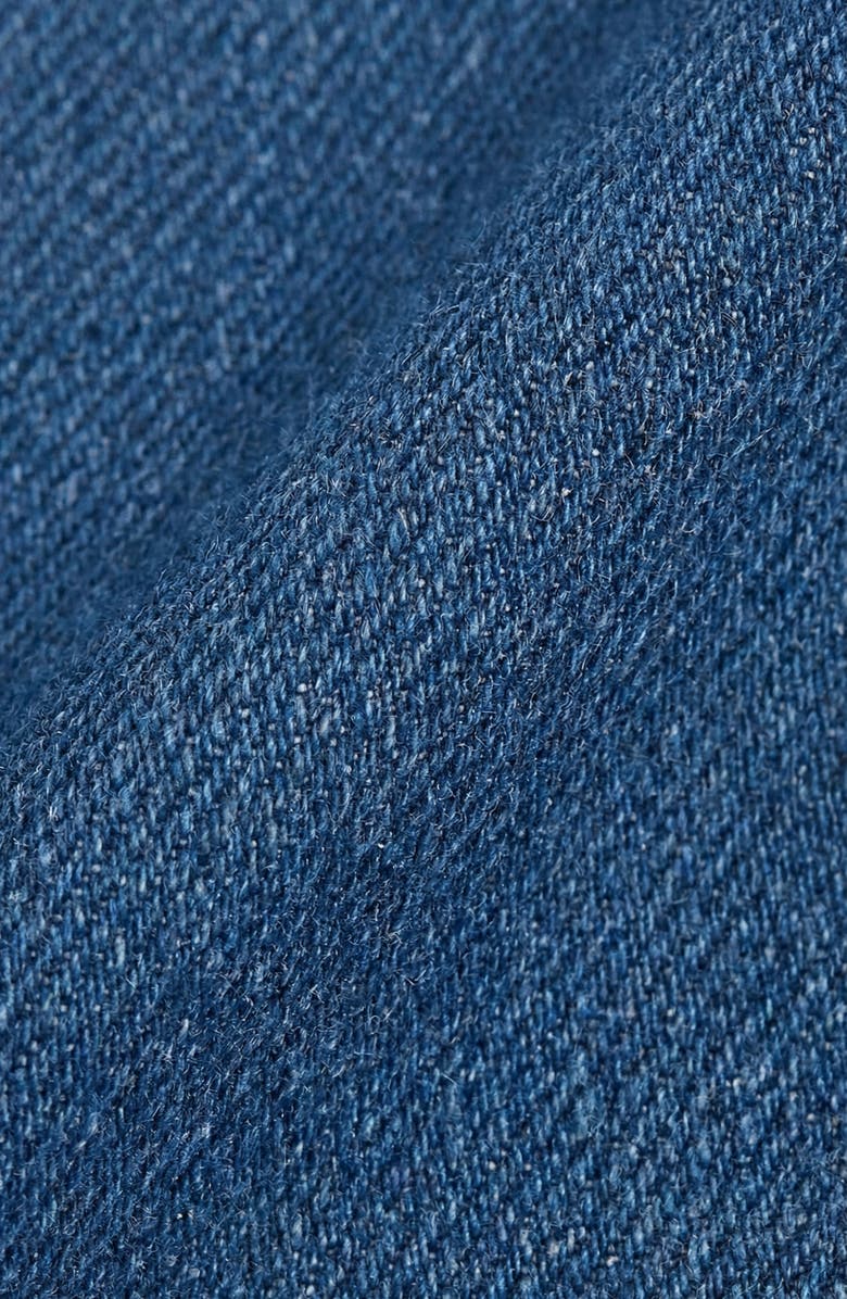 Modenaire Studded Half-Zip Collared Denim Mini Dress, Alternate, color, Mid-Wash Blue