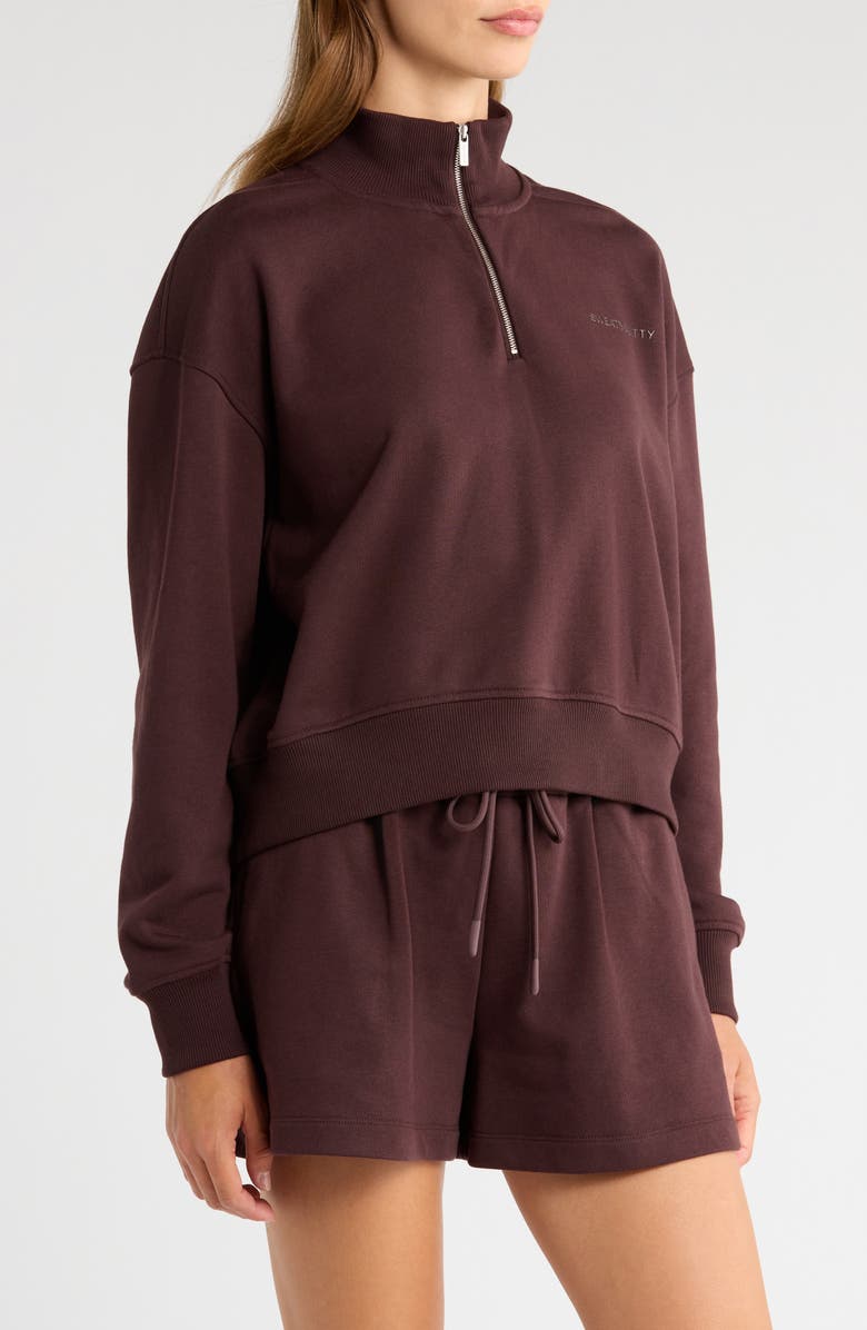 Sweaty Betty Revive Half Zip Crop Sweatshirt, Alternate, color, Sable Brow