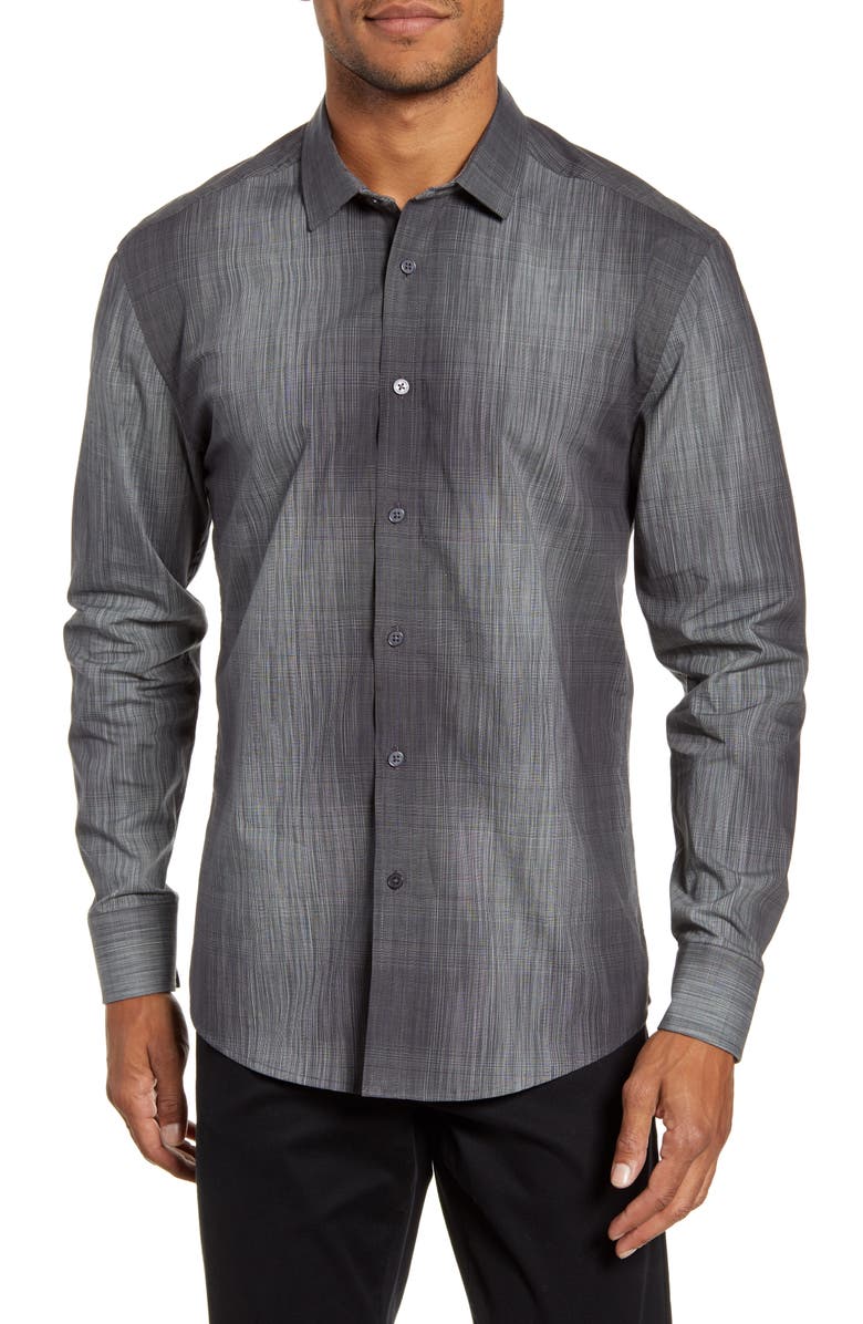 Vince Camuto Slim Fit Abstract Check Button-Up Shirt, Main, color, 