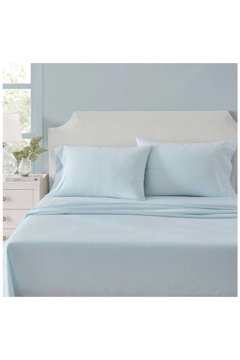 Stripe Cotton Sheet Set, Alternate, color, WHITE / WINTER BLUE