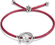 UNODE50 Mauve Thread Bracelet with Pearl Shell Trimmings Plated in Sterling Silver