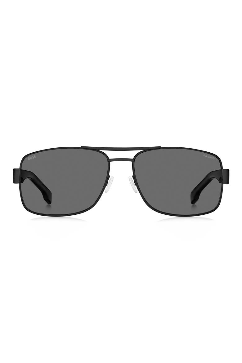 62mm Oversize Polarized Navigator Sunglasses, Main, color, MATTE BLACK/ GREY POLAR