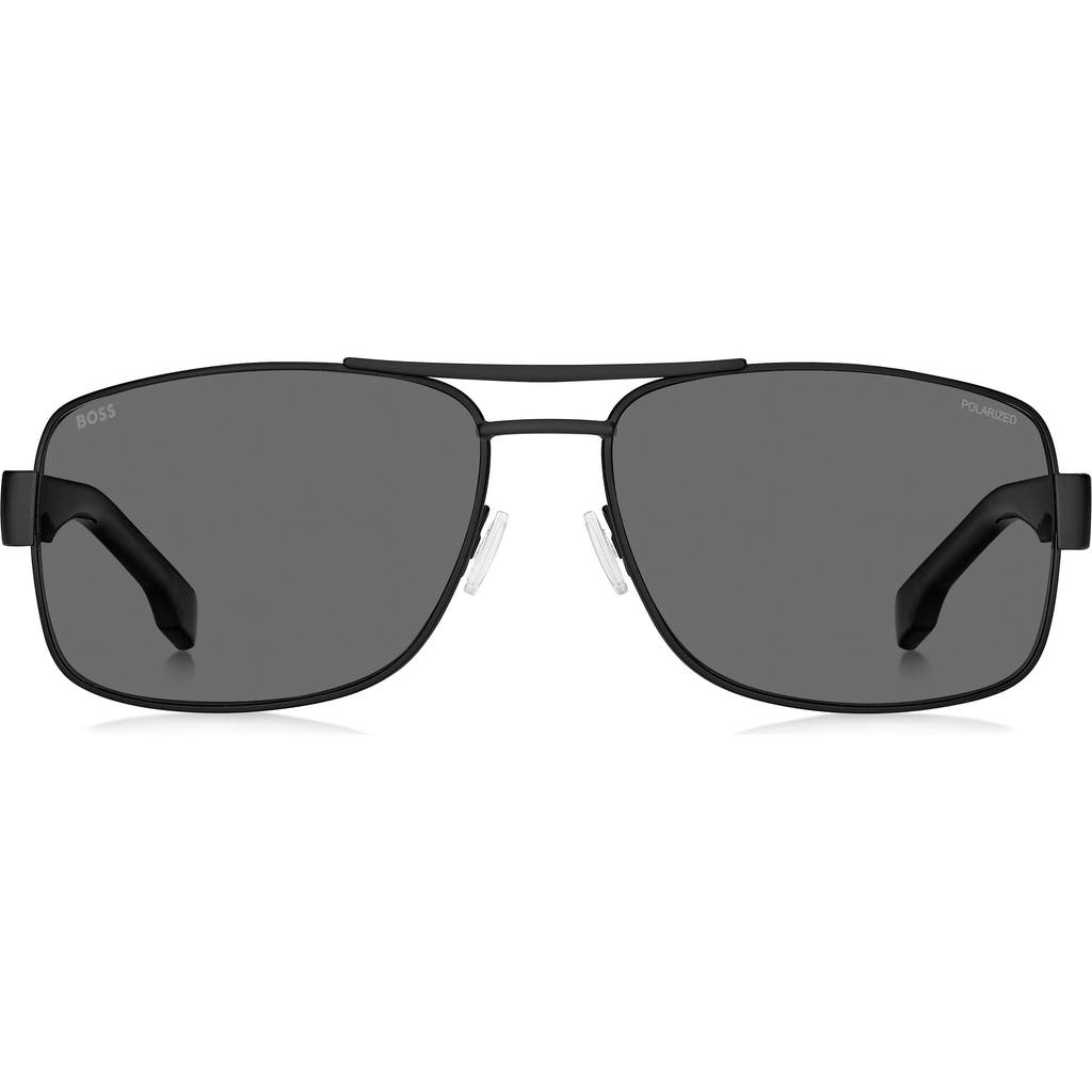 Hugo Boss Boss 62mm Oversize Polarized Navigator Sunglasses In Matte Black/grey Polar