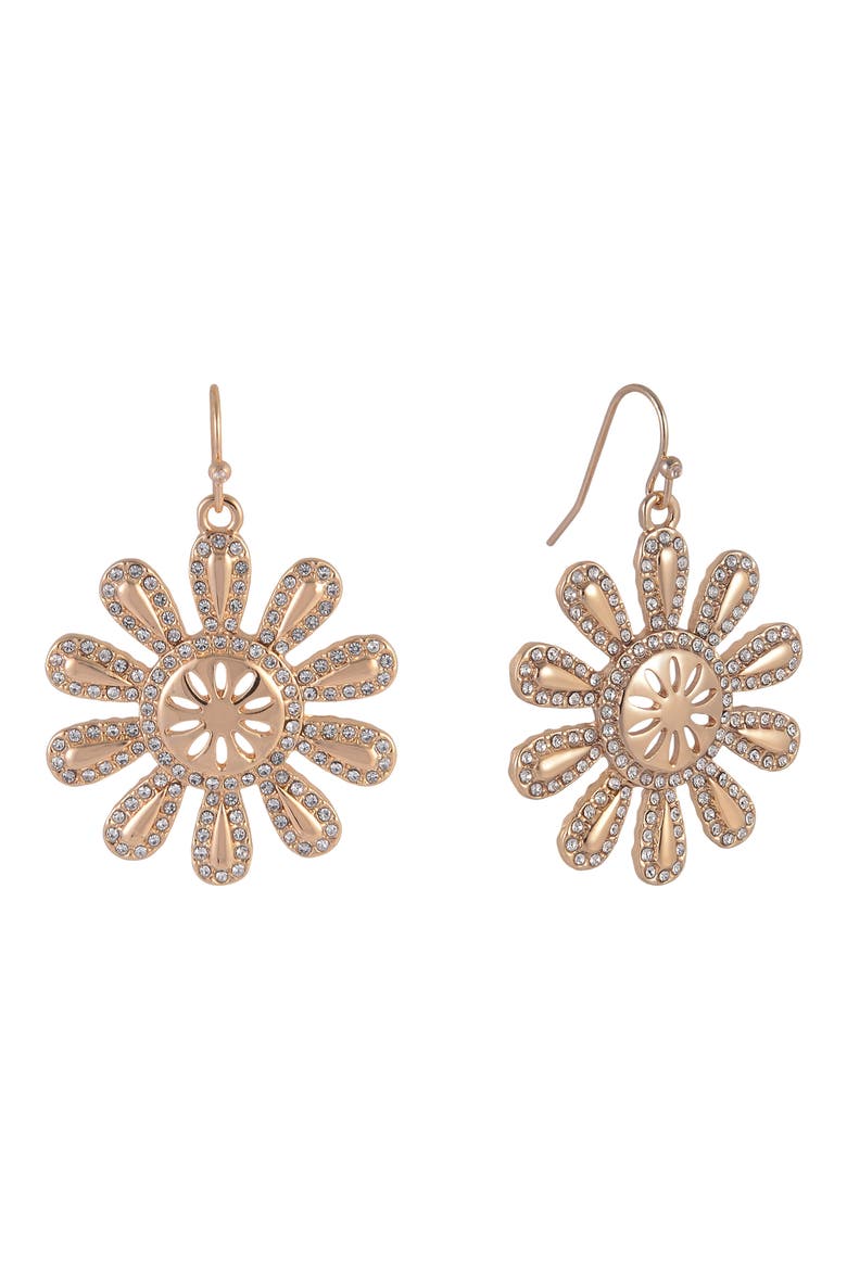 Crystal Sunburst Drop Earrings, Alternate, color, GOLD
