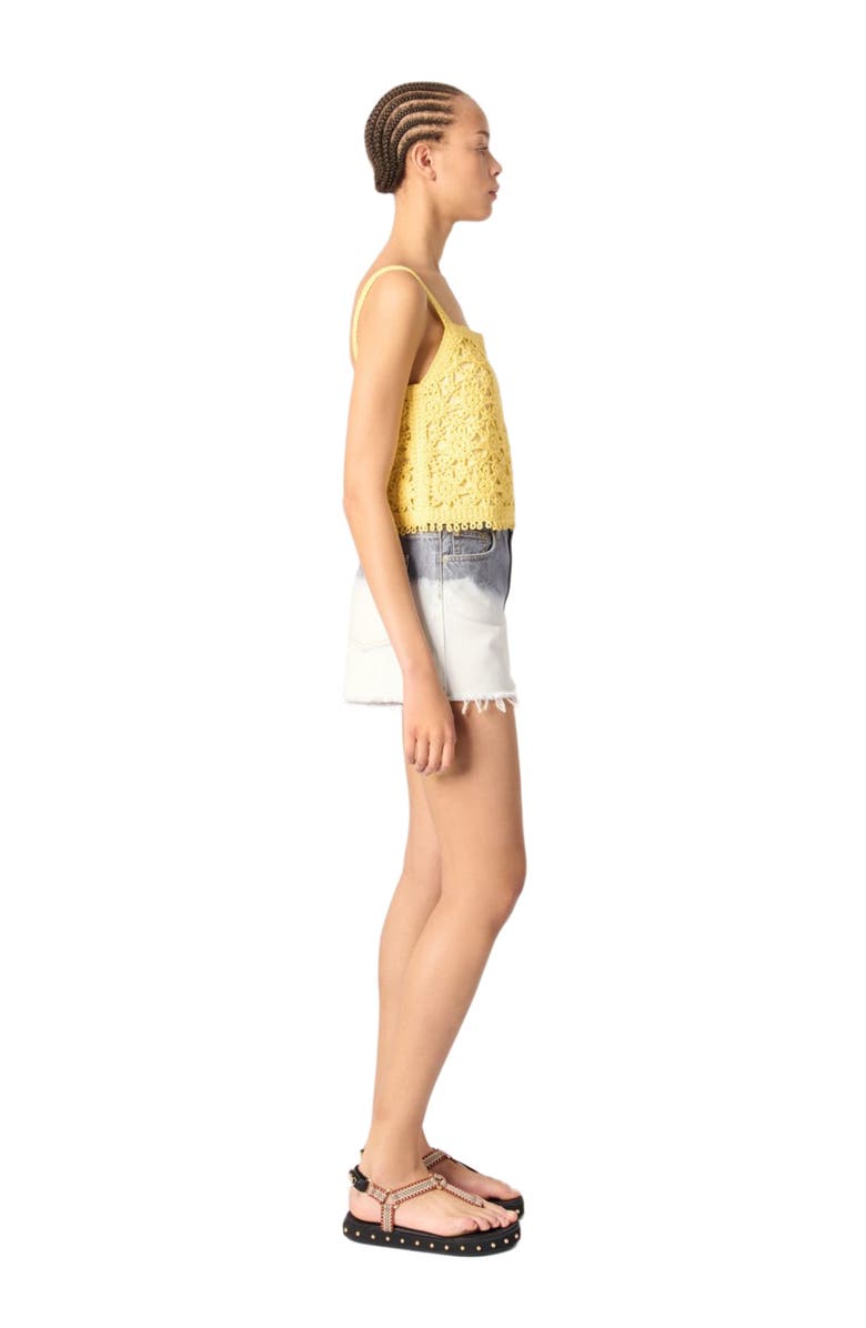 maje Crochet-knit Crop Top, Alternate, color, Yellow Banana