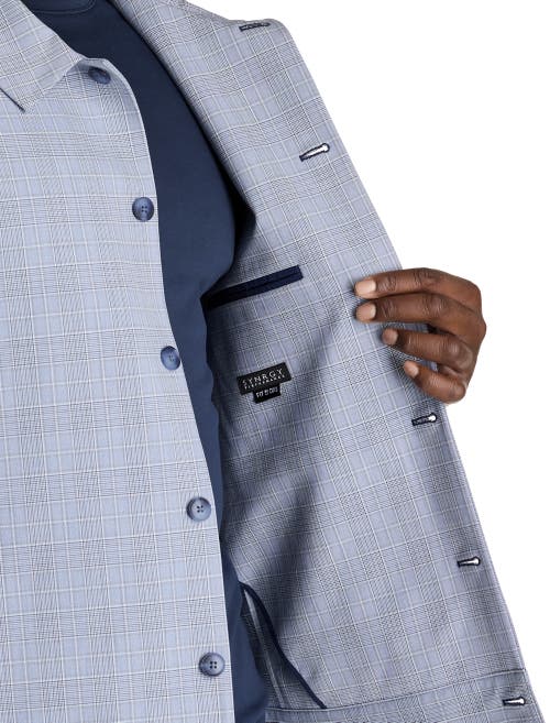 Synrgy By Dxl Big & Tall Machine Washable Plaid Shirt-style Suit Jacket In Blue
