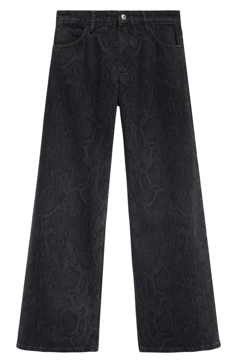 MANGO Snakeskin Effect Faux Leather Wide Leg Jeans, Alternate, color, 