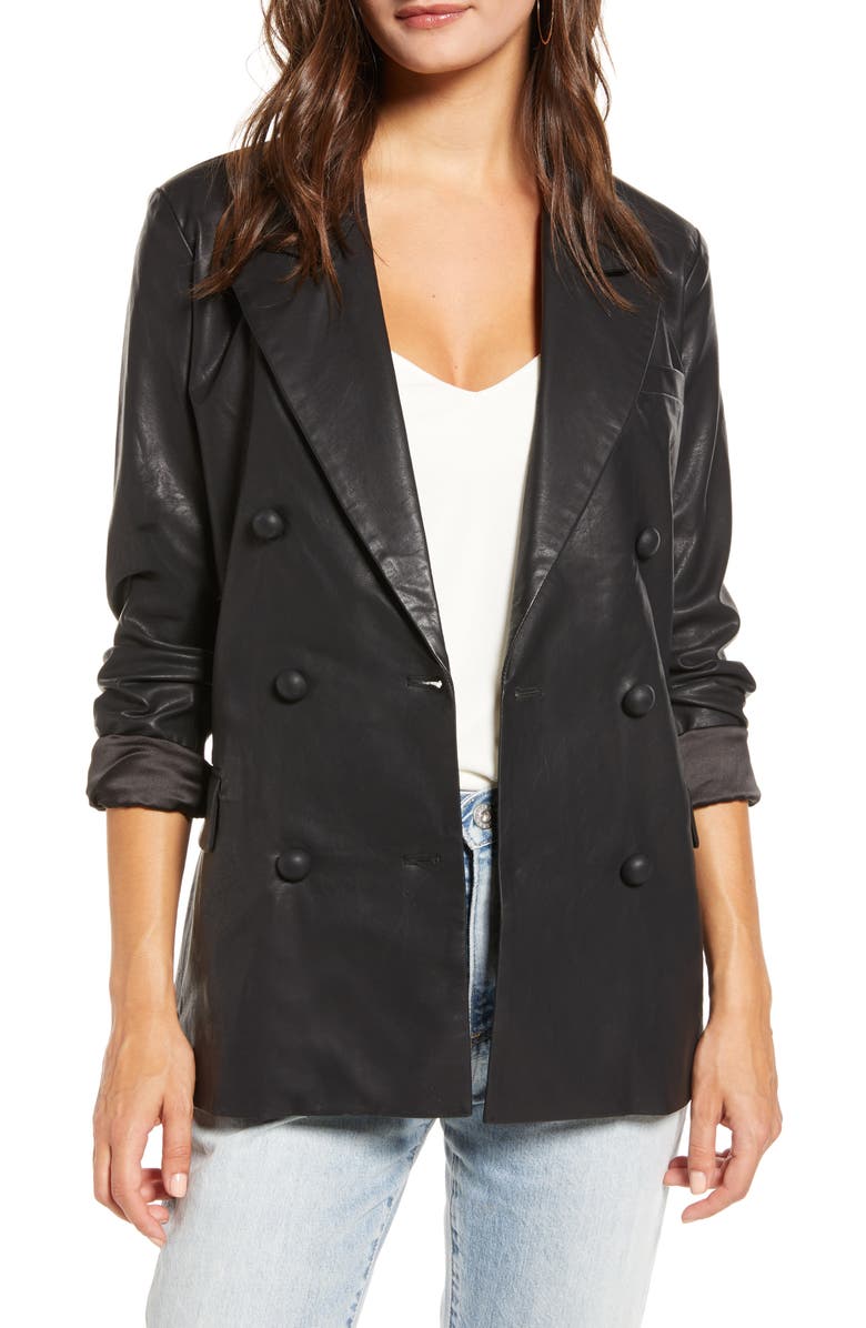 BLANKNYC Faux Leather Blazer, Main, color,