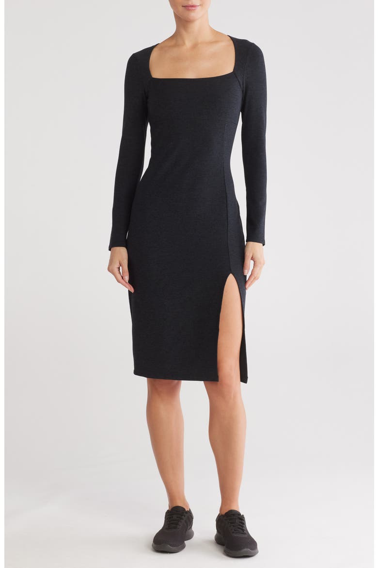 Impress Space Dye Long Sleeve Midi Dress, Main, color, DARKEST NIGHT