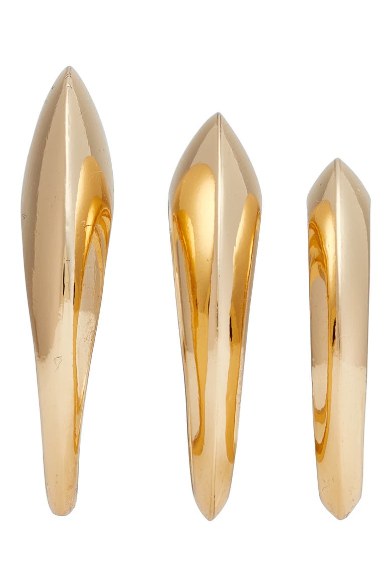 Knife Edge Set of 3 Rings, Alternate, color, GOLD
