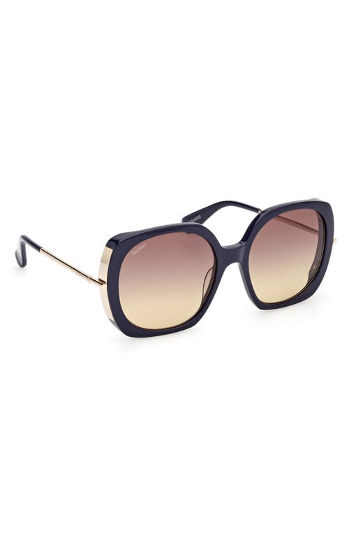 Max Mara Women's Malibu9 58mm Butterfly Sunglasses In Navy/pale Gold/brown