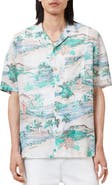 AllSaints Biarritz Tropical Print Viscose & Linen Camp Shirt