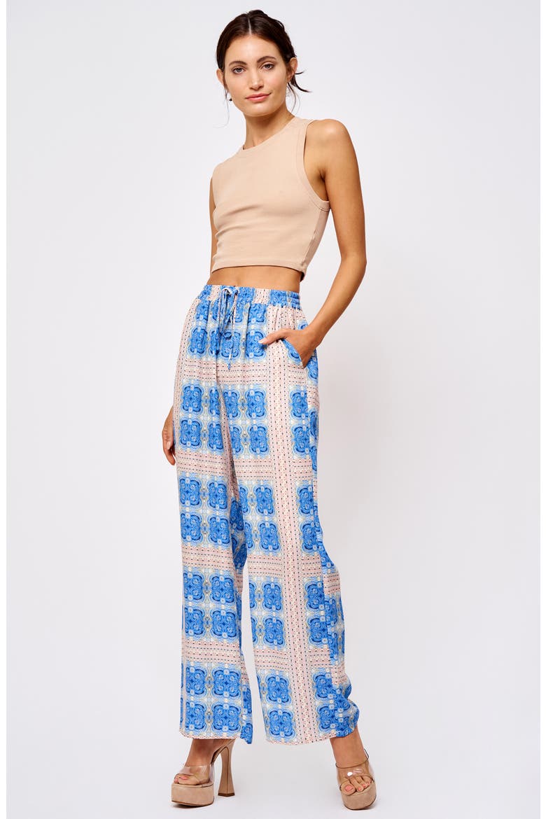 Coraline Printed Wide Leg Pajama Pants, Alternate, color, BLUE