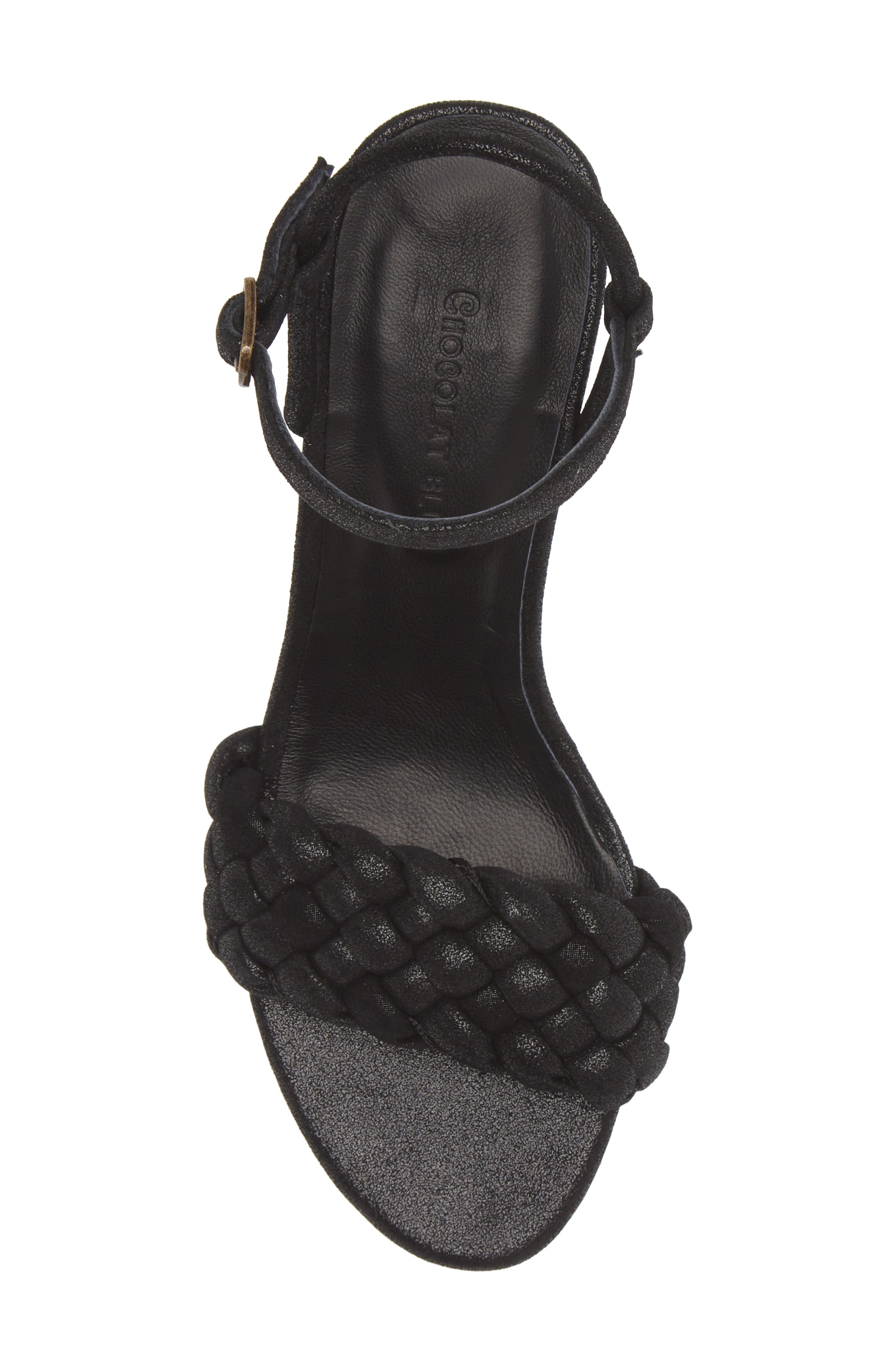 Chaya Braided Block Heel Sandal, Alternate, color, BLACK SHIMMER