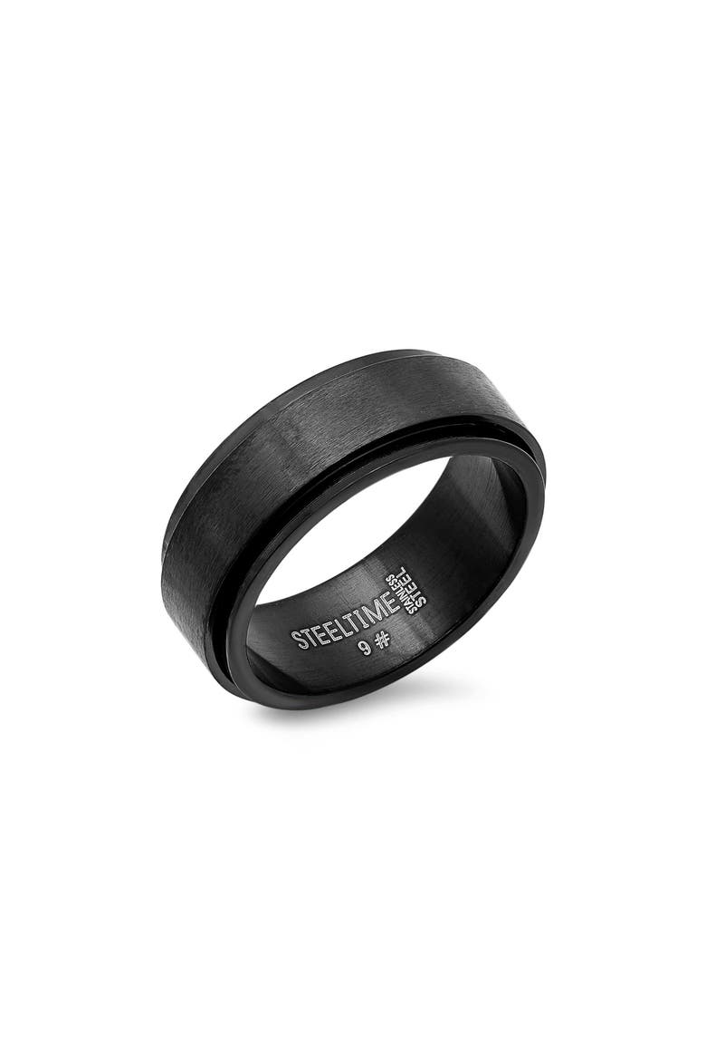 Men's Ion Plated Stainless Steel Band Ring, Main, color, BLACK