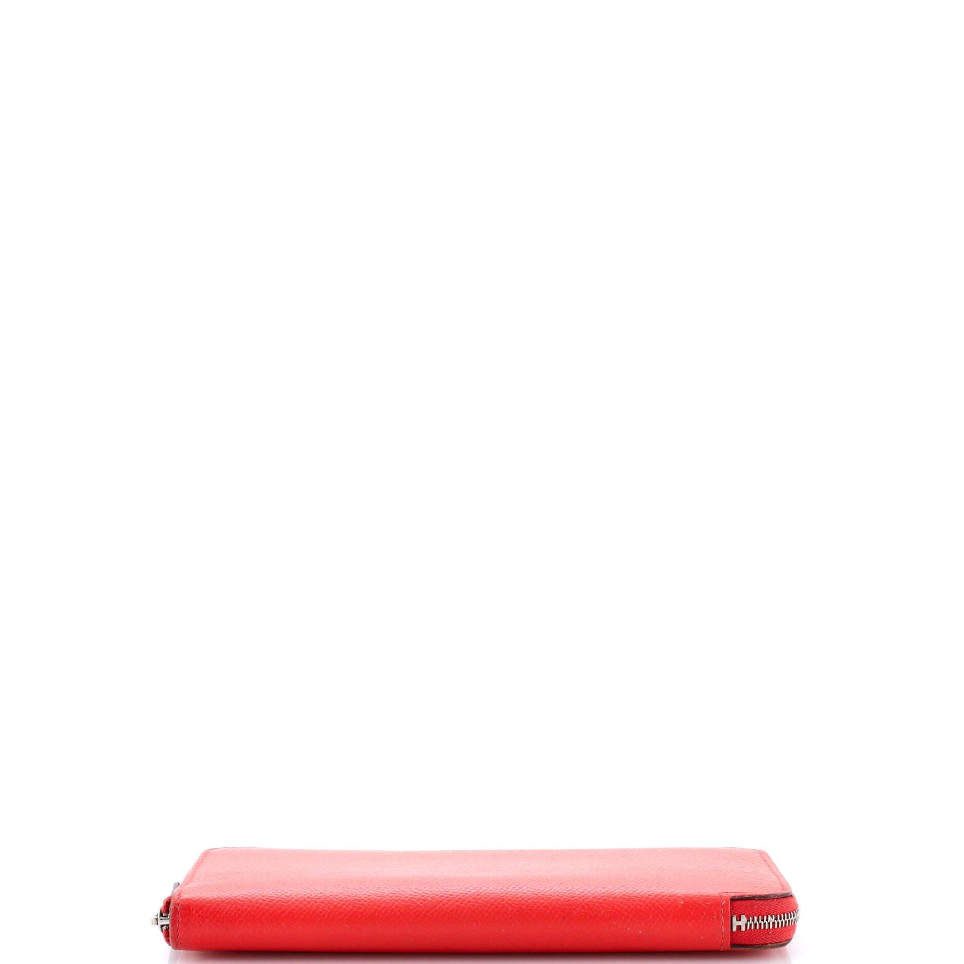 Pre-Owned Hermes Azap Zip Around Wallet Silk'in Epsom Long, Alternate, color, Rouge Pivoine