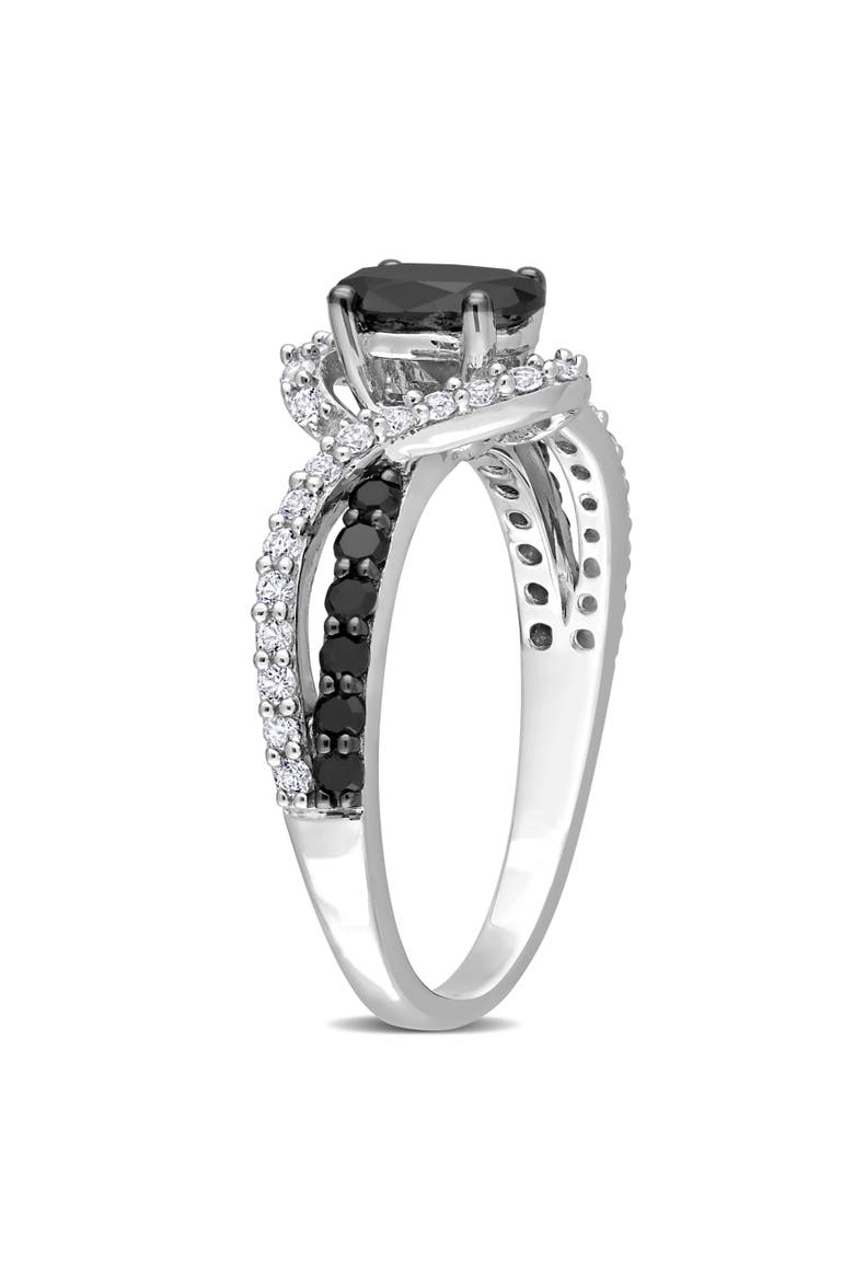 Black Diamond & Created White Sapphire Swirl Ring, Alternate, color, Diamond