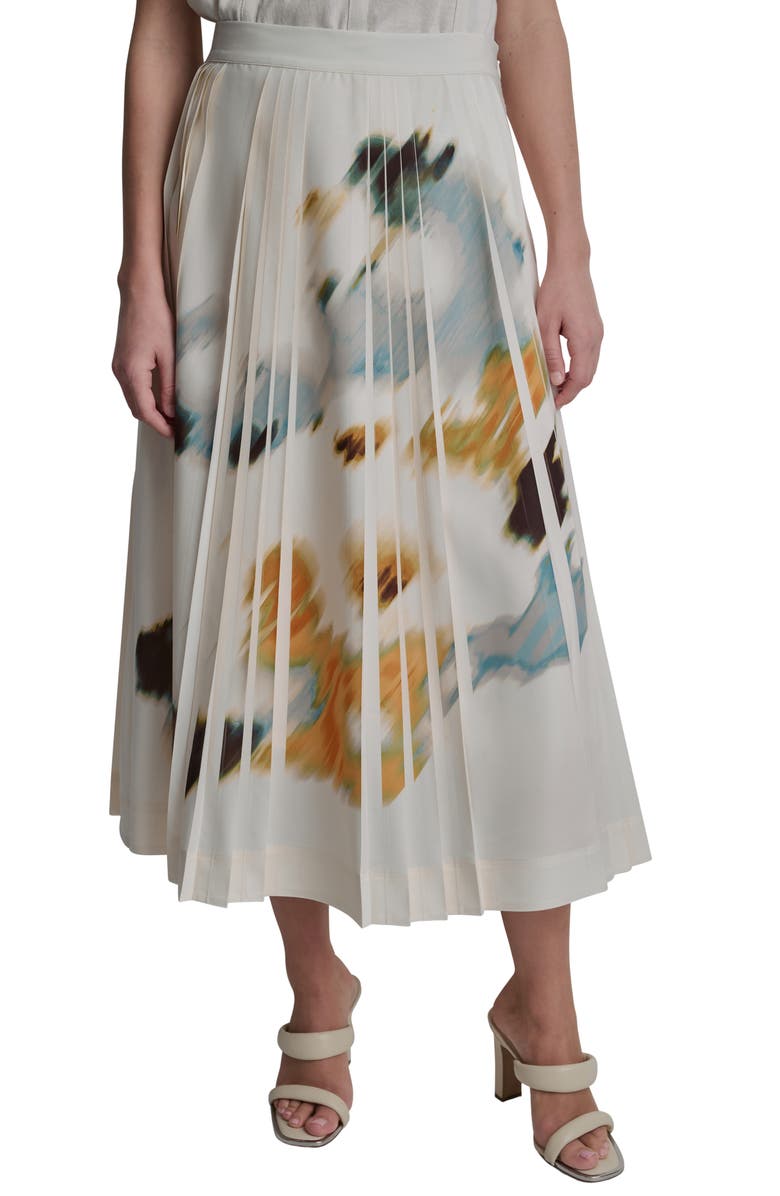 DKNY Abstract Print Pleated Skirt, Main, color, Sunburst Floral
