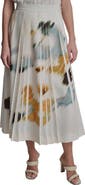 DKNY Abstract Print Pleated Skirt