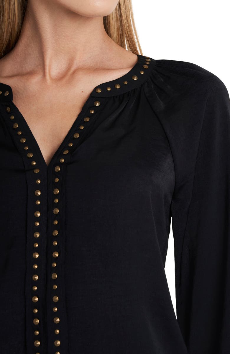 Vince Camuto Long Sleeve Rumple Stud V-Neck Blouse, Alternate, color, 