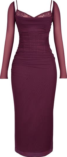 Katrina Lace Mesh Long Sleeve Gown