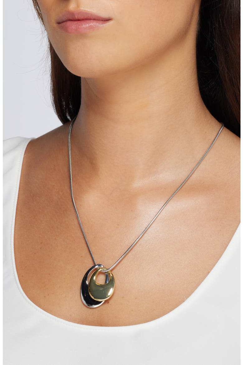 Bubbly Link Pendant Necklace, Alternate, color, GOLD- SILVER
