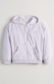 Tucker + Tate Kids' Bow Embroidered Velour Full Zip Hoodie