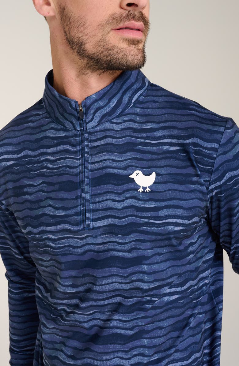 Bad Birdie Rip Drives Wave Print Quarter Zip Golf Pullover, Alternate, color,
