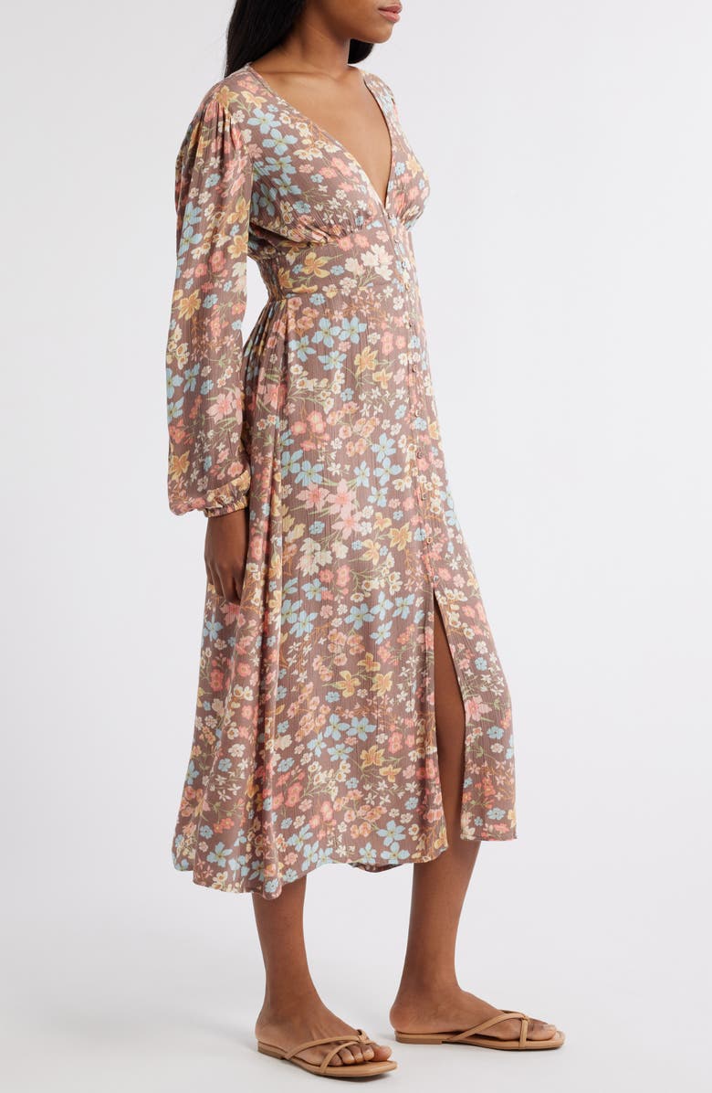 Billabong Cool Nights Floral Long Sleeve Midi Dress, Alternate, color, 