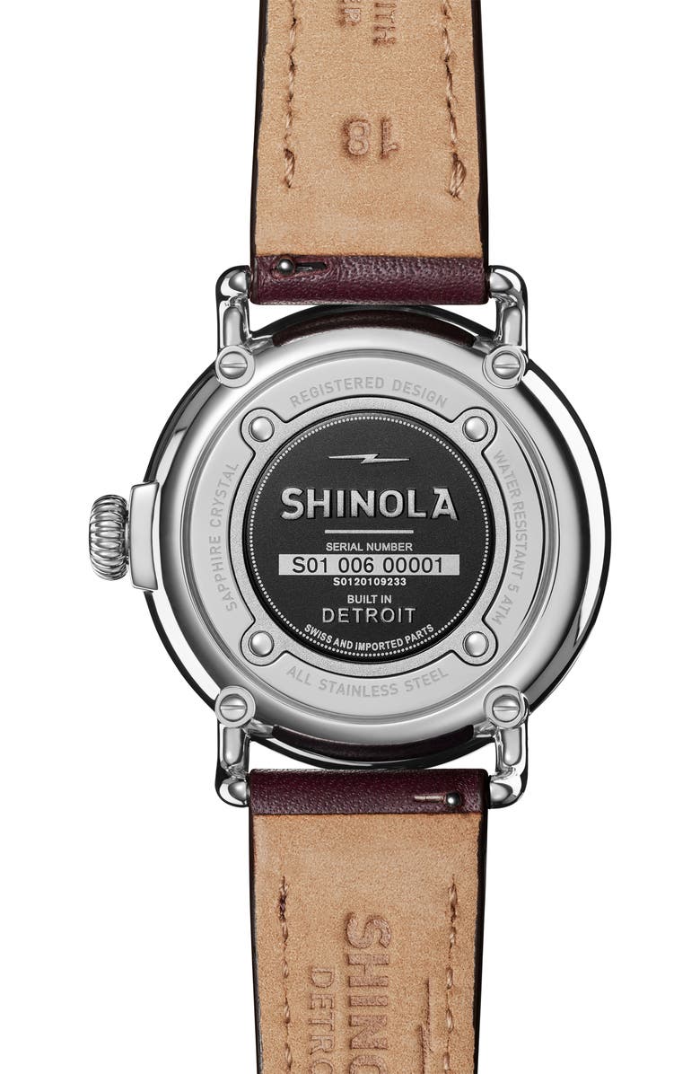 Shinola 'The Runwell' Leather Strap Watch, 38mm, Alternate, color,