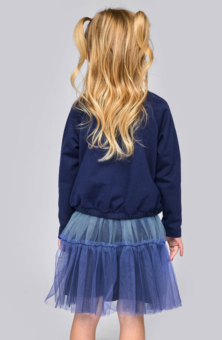 Baby Sara Kids' Hearts & Tulle Twofer Long Sleeve Dress, Alternate, color, Navy Multi