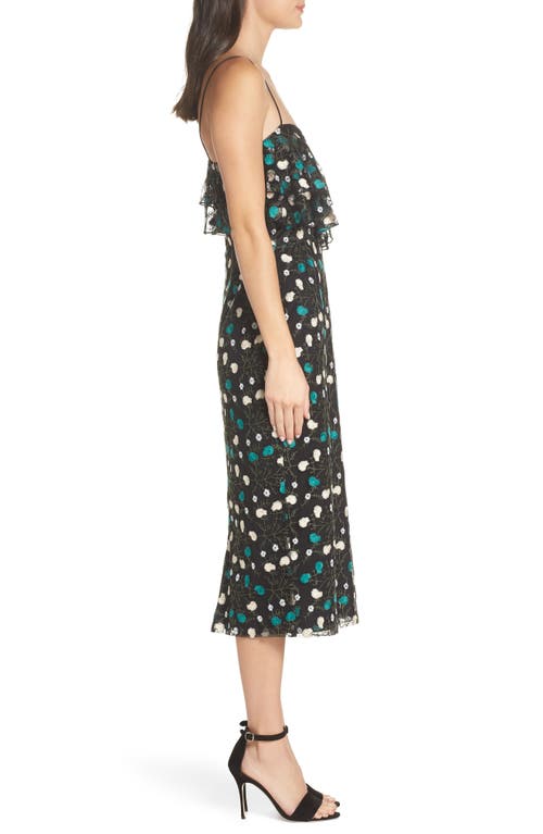 Cooper St Treasure Frilled Popover Sheath Dress In Black/pine Green
