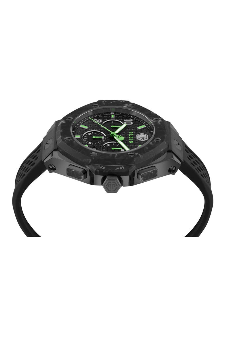 Chronograph Royal Quartz Silicone Strap Watch, 46mm, Alternate, color, BLACK