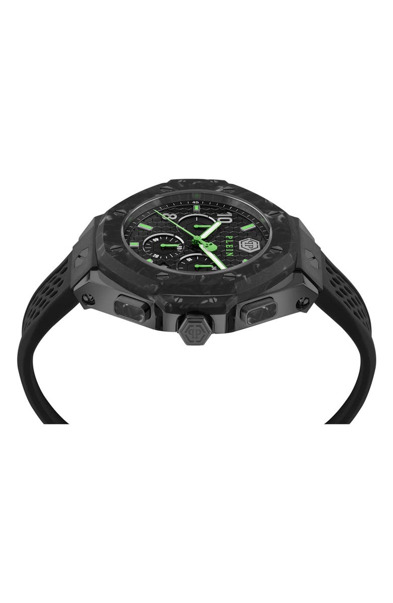 PHILIPP PLEIN Chronograph Royal Quartz Silicone Strap Watch, 46mm, Alternate, color, Black